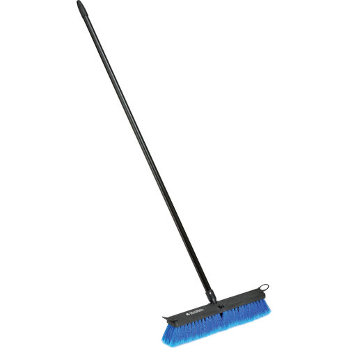 Global Industrial™ 18in Push Broom w/ Plastic Block & Steel Handle - Multi-Surface Sweep