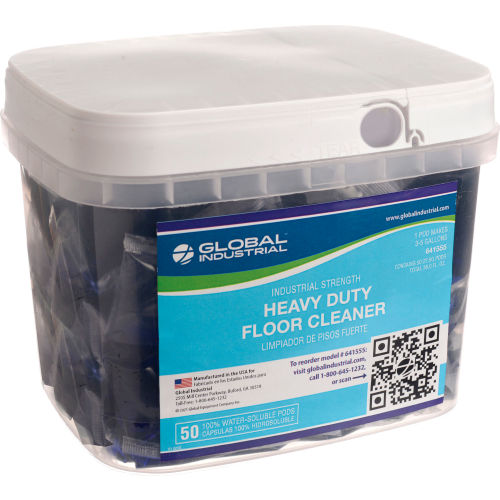 Global Industrial Heavy Duty Floor Cleaner - 50 Pods/Tub, 4 Tubs/Case