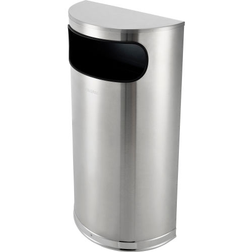 Global Industrial™ Stainless Steel Half Round Side Open Trash Can, 9 Gallon, Matte
																			