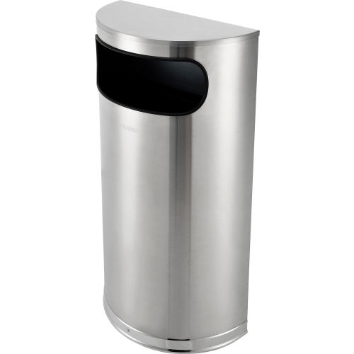 Global Industrial™ Stainless Steel Half Round Side Open Trash Can, 9 Gallon, Matte