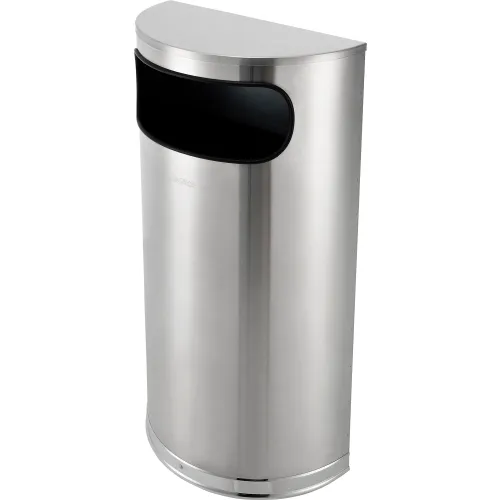 HLS Commercial 9-Gallon Half-Round Side-Entry Trash Can