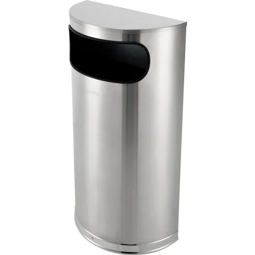 Global Industrial™ Half Round Side Open Trash Can, 9 Gallon, Matte ...