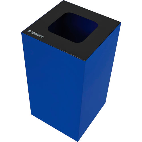 Global Industrial™ Square Trash Can w/ Waste Lid, 28 Gallon, Blue