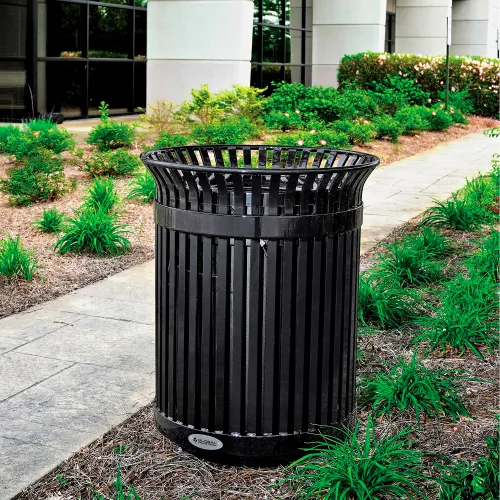 Global Industrial™ Outdoor Extra Heavy-Duty Slatted Steel Trash