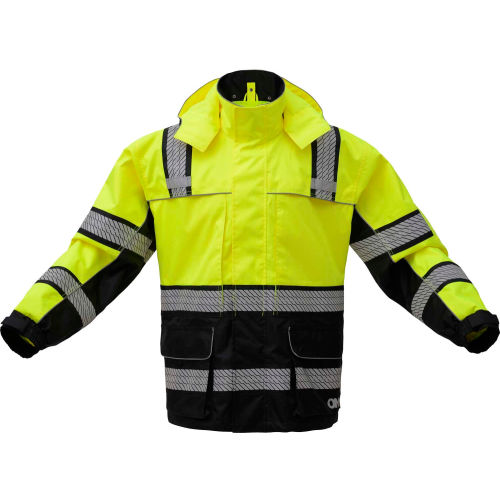 GSS Safety 6501 Rain Coat, Class 3, Lime/Black, S/M