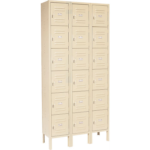 Locker Six Tier 12x12x12 18 Door Ready To Assemble Tan