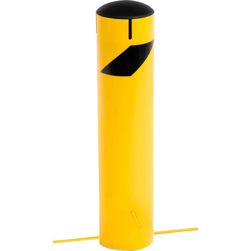 Global Industrial Steel Bollard W/Removable Plastic Cap & Chain Slots For Underground 24x5-1/2