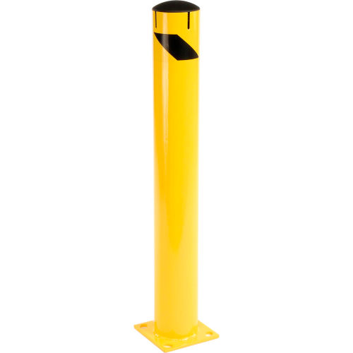 Steel Bollard W/ Removable Rubber Cap & Chain Slots - Existing Concrete 42x5 1/2
