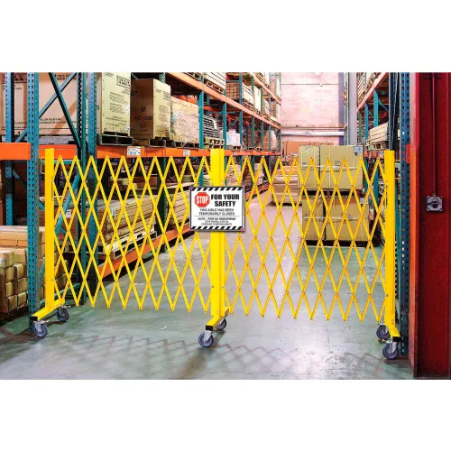 Global Industrial™ Folding Safety Barricade Gate with Sign, 20 ...