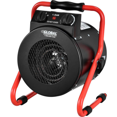 Portable Electric Garage Space Heater 1500 watt 120v With Thermostat Red
																			