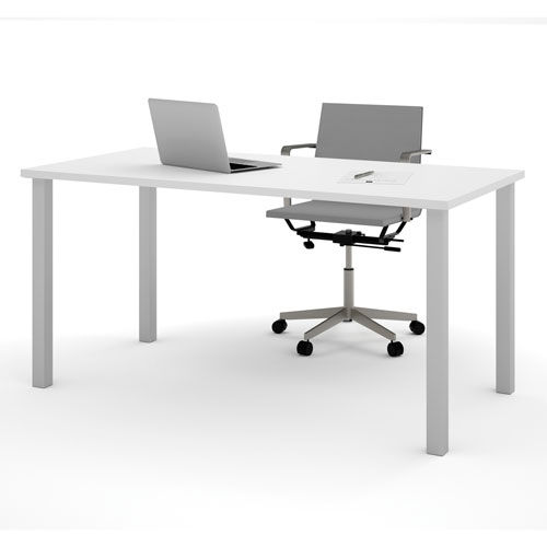Bestar® 30"L x 60"D All Purpose Worksurface Table With Square Metal Legs White