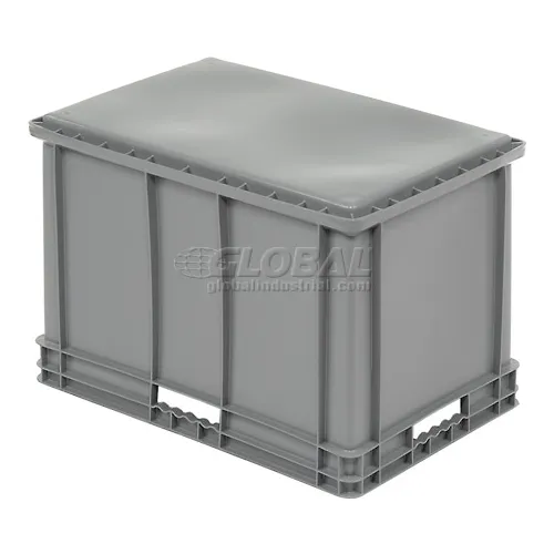 Akro-Mils 37866 Straight Wall Container Solid Sides u0026 Base 23-3/4 inchl x 15-3/4 inchw x 16-1/8 inchh Gray Lot of 2