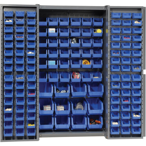 Global Industrial™ Bin Deep Door 144 Blue Bins, 16Gauge Assembled 38x24x72