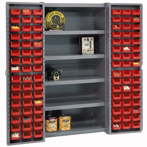 Global Industrial™ Bin Cabinet Deep Door 96 YL Bin, Shelves, 16 Ga  Unassembled Cabinet 38x24x72