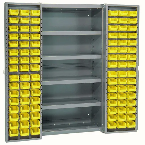 Global Industrial™ Bin Cabinet Deep Door 96 YL Bin, Shelves, 16 Ga  Unassembled Cabinet 38x24x72