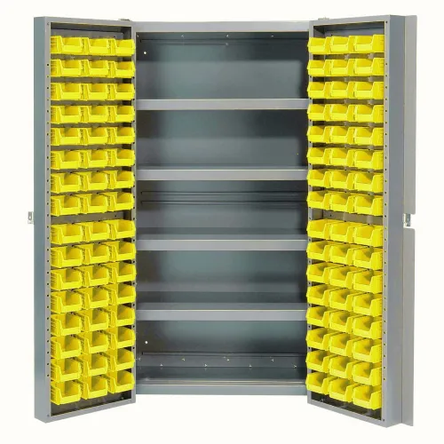 Global Industrial™ Bin Cabinet Deep Door 96 YL Bin, Shelves, 16 Ga  Unassembled Cabinet 38x24x72