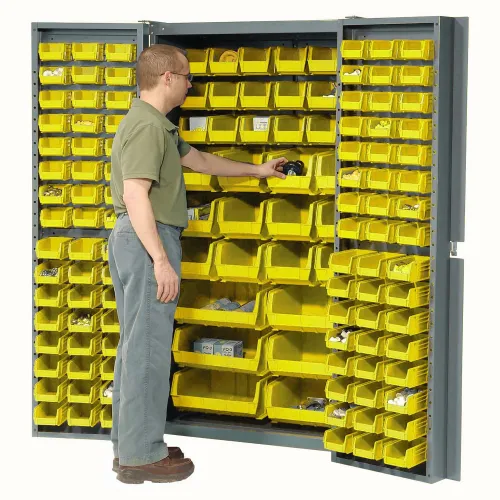 Valley Craft 48 W x 24 D x 84 H 14-Gauge Deep Door Bin & Shelf Cabinet,Full Bins, Fully Louvered (F89092)