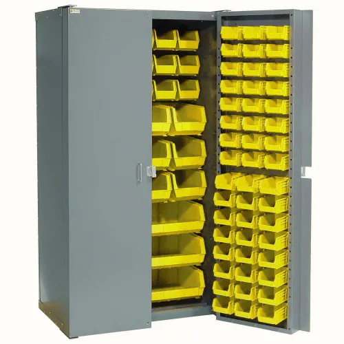 Plastic Tilt-Bins - Yellow Parts Bins for Deep Door Cabinets