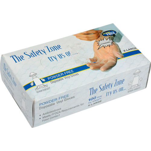 safety zone powder free clear vinyl gloves