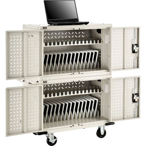32-Device Charging Cart for Chromebooks™ Laptops and iPad® Tablets, Putty, Assembled