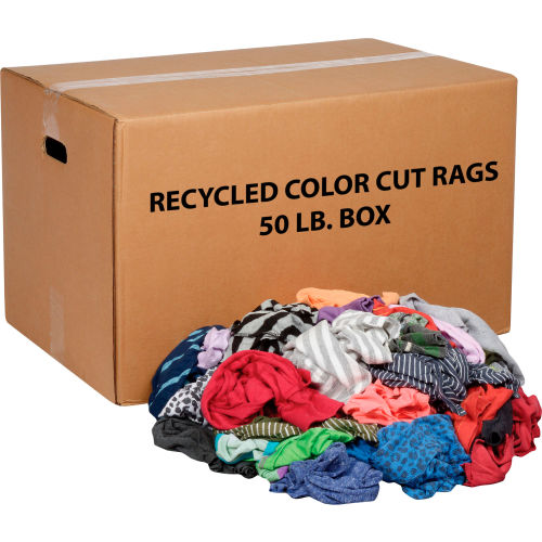 Global Industrial™ Recycled Mixed Color Cut Rags, 50 Lb. Box