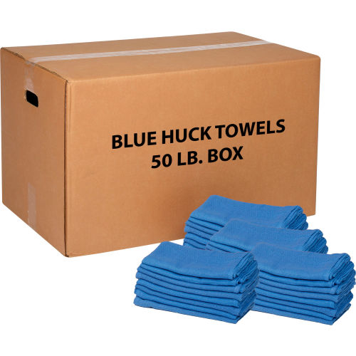 Global Industrial™ 100% Cotton Blue Huck Towels, 50 Lb. Box