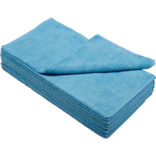 Global Industrial™ 300 GSM Microfiber Cleaning Cloths, 16in x 16in, Blue, 12 Cloths/Pack