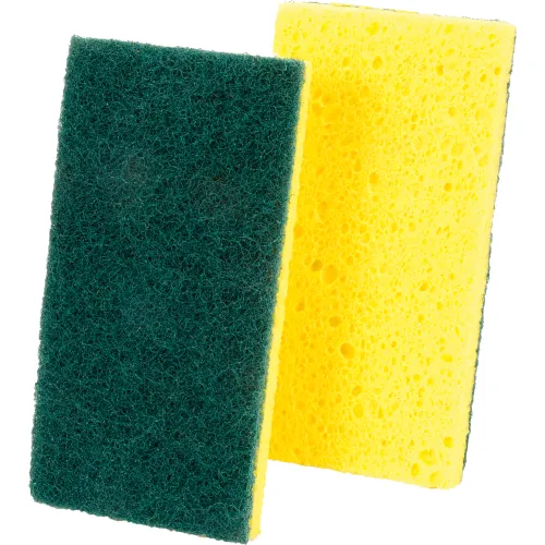 Global Industrial™ Heavy Duty Scrub Sponge, Yellow/Green, 3.25 x 6.25 -  Case of 20 Sponges