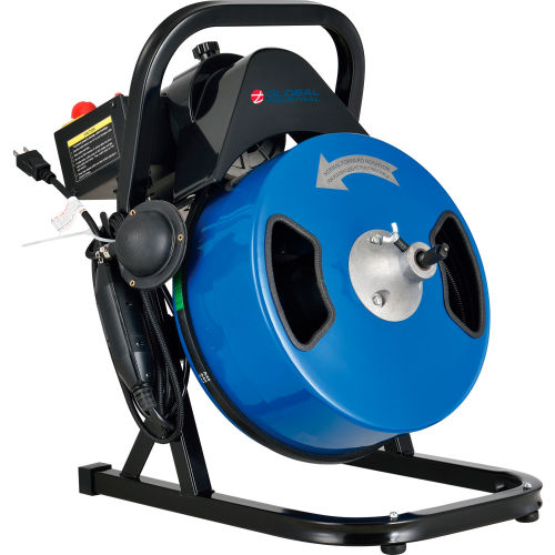 Global Industrial™ Electric Drain Cleaner, for 2-4 ID, 220 RPM, with 3/8 x 75 ft Cable