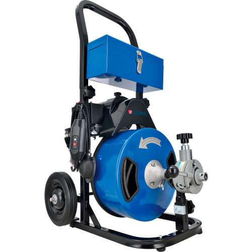 Global Industrial™ Electric Auto-Feed Drain Cleaner, for 2-4 ID, 220 RPM, with 1/2 x 75 ft