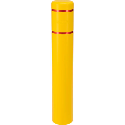 Global Industrial™ Reflective Bollard Sleeve, 8 x 52in, Yellow with Red Tape