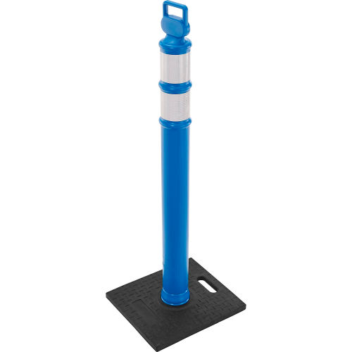 Global Industrial&#153; Portable Reflective Delineator Post with Square Base, 45"H, Blue