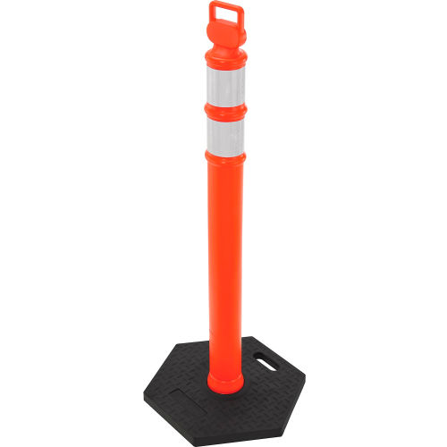 Global Industrial&#153; Portable Reflective Delineator Post with Hexagonal Base, 45"H, Orange