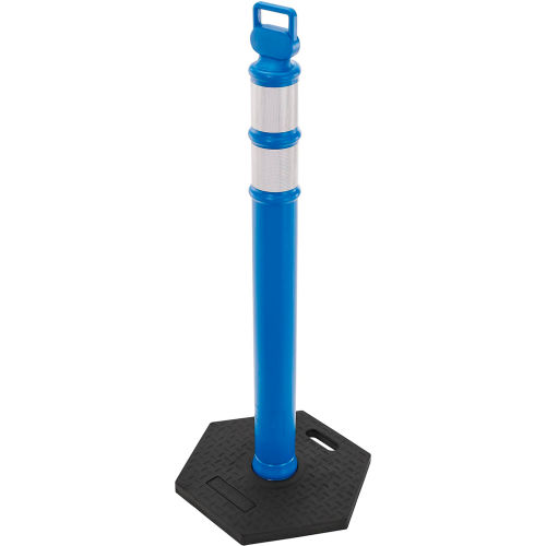 Global Industrial&#153; Portable Reflective Delineator Post with Hexagonal Base, 45"H, Blue