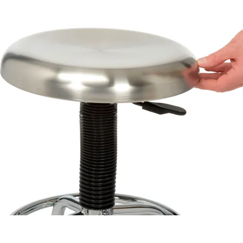 Seville Classics Stainless Steel Top Pneumatic Work Stool - On