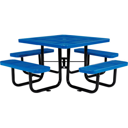 46 In. Square Perforated Picnic Table, Blue