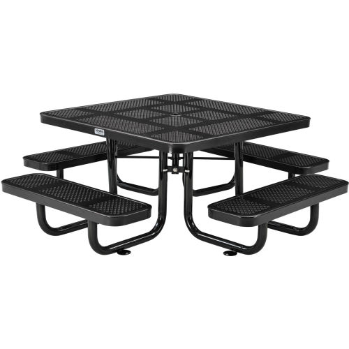 Global Industrial 46in Child Size Square Outdoor Steel Picnic Table - Perforated Metal - Black
																			