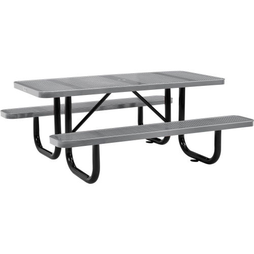 Global Industrial™ 6 ft. Rectangular Outdoor Steel Picnic Table - Perforated Metal - Gray