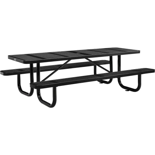 Global Industrial™ 8' Rectangular Picnic Table, Perforated Metal, Black