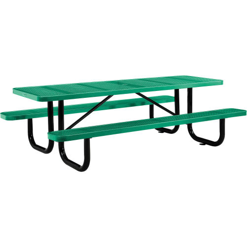 Global Industrial™ 8 ft. Rectangular Outdoor Steel Picnic Table, Perforated Metal, Green
																			