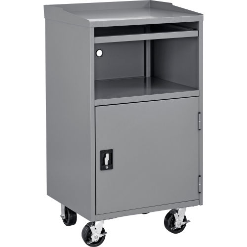 Global Industrial™ Mobile Computer Cabinet, 27W x 24D x 49-1/2H, Gray, Unassembled