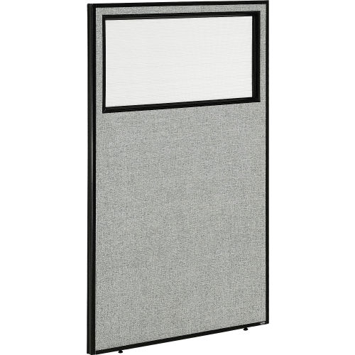 Office Partition Panel with Window, 36-1/4 W x 60 H, Gray