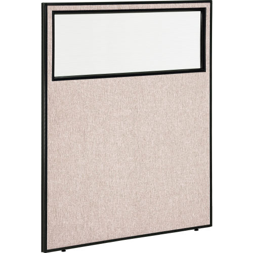 Interion Office Partition Panel with Partial Window, 48-1/4W x 60H, Tan