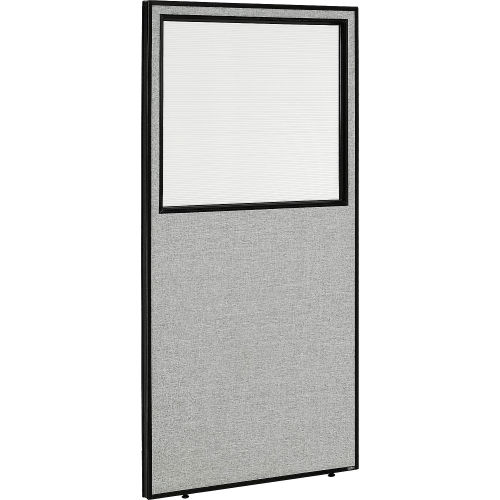 Office Partition Panel with Window, 36-1/4 W x 72 H, Gray
