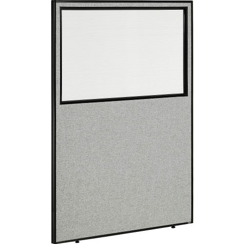 Office Partition Panel with Window, 48-1/4 W x 72 H, Gray
																			