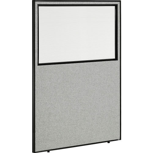 Office Partition Panel with Window, 48-1/4 W x 72 H, Gray