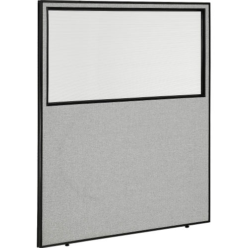 Office Partition Panel with Window, 60-1/4 W x 72 H, Gray