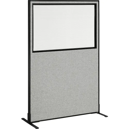 Interion® Freestanding Office Partition Panel with Partial Window, 48-1 ...