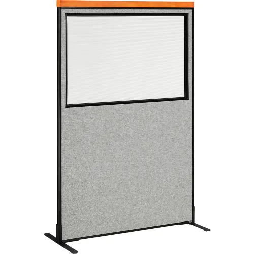 Interion® Deluxe Freestanding Office Partition Panel w/Partial Window ...