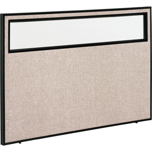 Interion Office Partition Panel with Partial Window, 60-1/4W x 42H, Tan